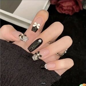 NEW CAMELLIA FLOWERS AND BOW FOR NAILS